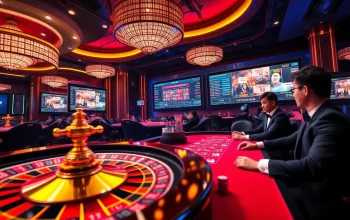 Exciting scene of players engaging with 789WIN casino gaming tables featuring roulette and poker chips.