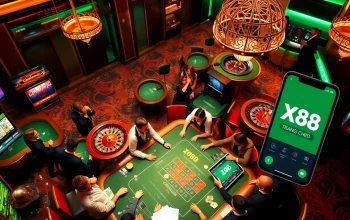 Xx88 trang chủ presented in a vibrant casino setting with players engaged in card games.