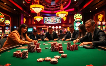High-stakes poker action at https://pg88.cafe/, showcasing intense players and vibrant casino atmosphere.