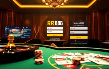 Engage with đăng nhập rr88 at a luxurious casino featuring vibrant gaming tables and roulette wheels.