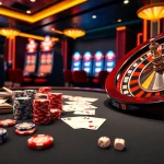 Gamble with excitement at https://23win.casino/ featuring poker chips and roulette wheel.