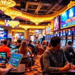 Joueurs s'amusant dans un casino en ligne, illustrant l'expérience immersive et interactive.